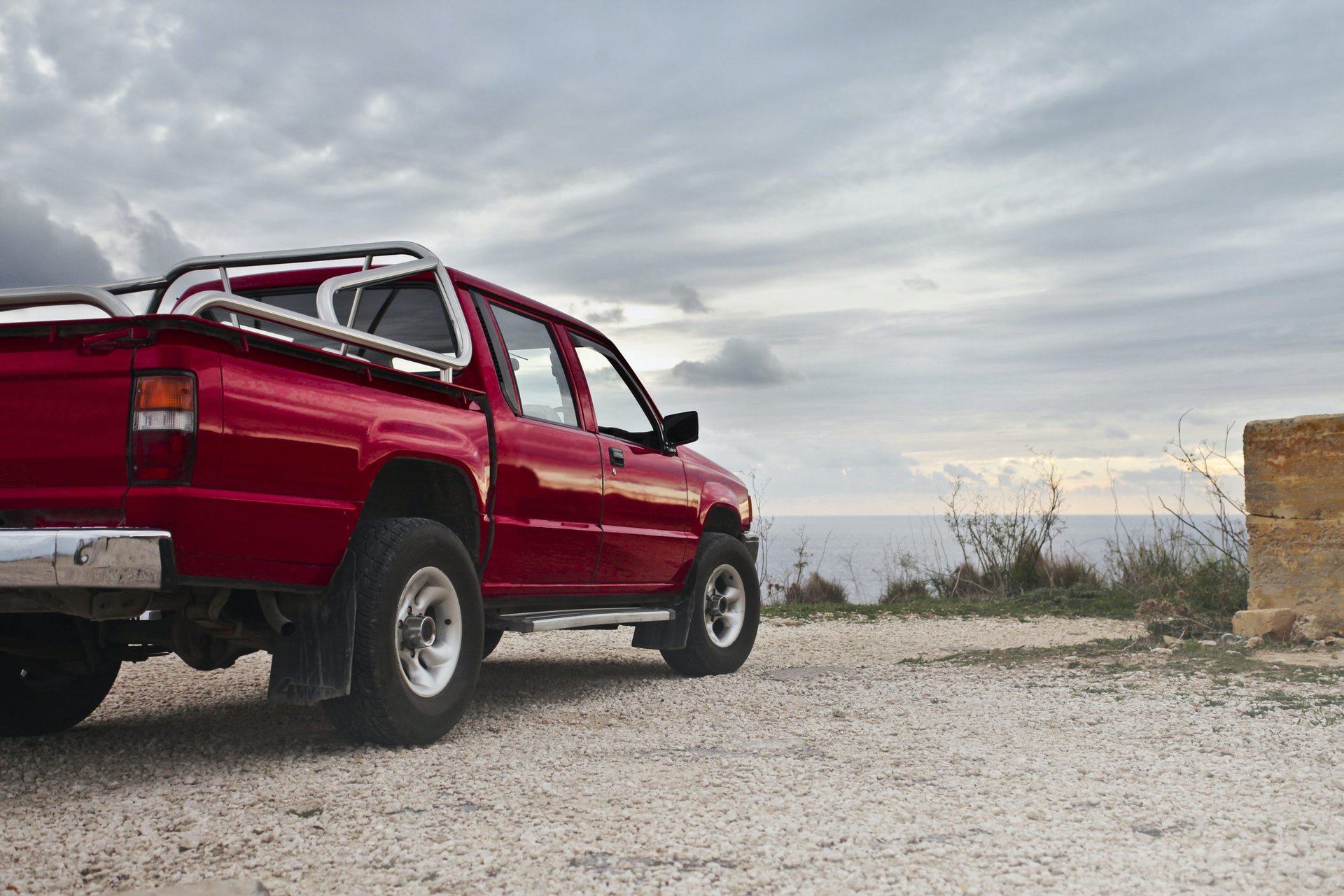 red pickup truck