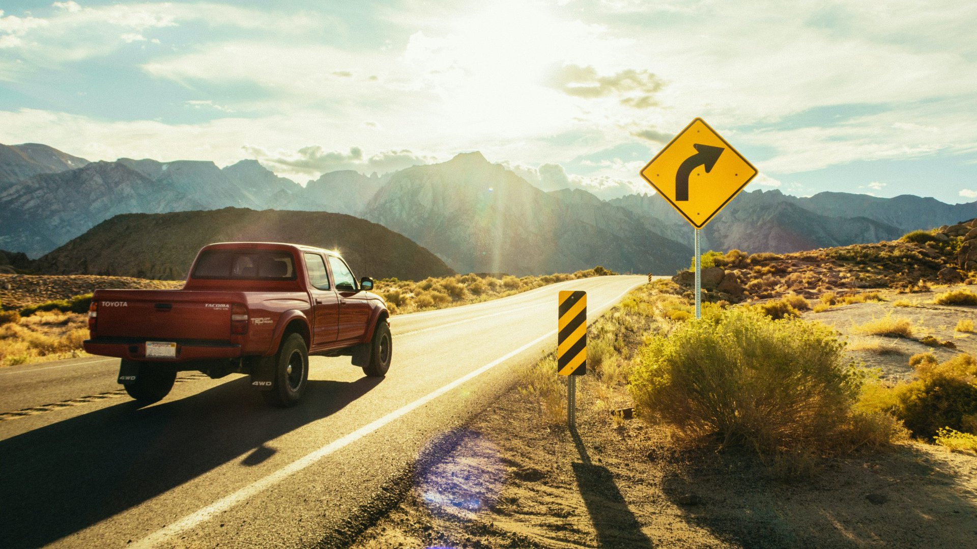 red pickup truck